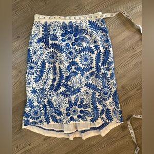 Moulinette Soeurs Anthropologie Blue Embroidered Floral Skirt Size 4